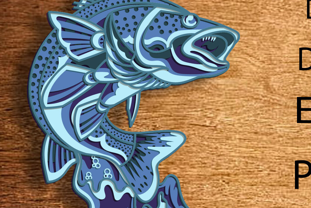 Intra απο ξύλο plywood 3mm-4mm πάχος 3D Fish Multilayer /Cut File Mandala Δίασταση 30x30 cm INTRAFABR-86752164