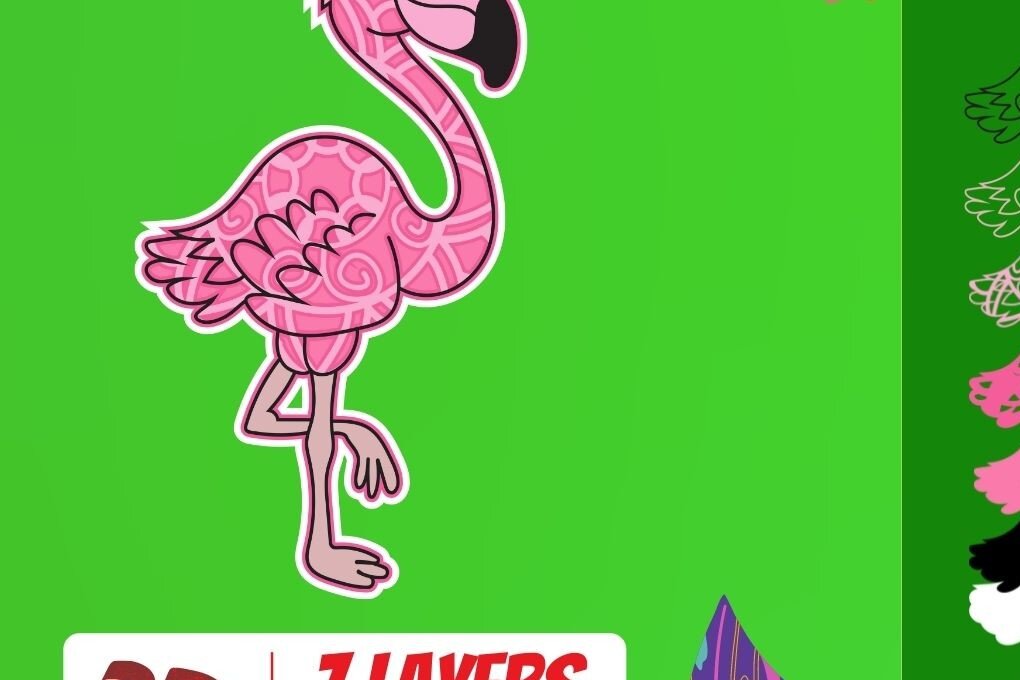 Σετ των 2 Intra απο ξύλο plywood 3mm-4mm πάχος 3D Flamingo Cut Δίασταση 30x20 cm INTRAFABR-17648330