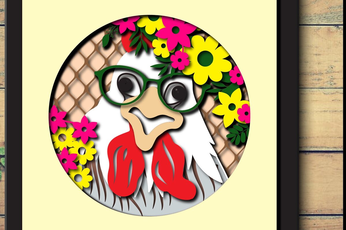 Σετ των 3 Intra απο ξύλο plywood 3mm-4mm πάχος 3D Floral Κοτόπουλο /Χάρτινο κουτί κοπής Δίασταση 15x15 cm INTRAFABR-34869627