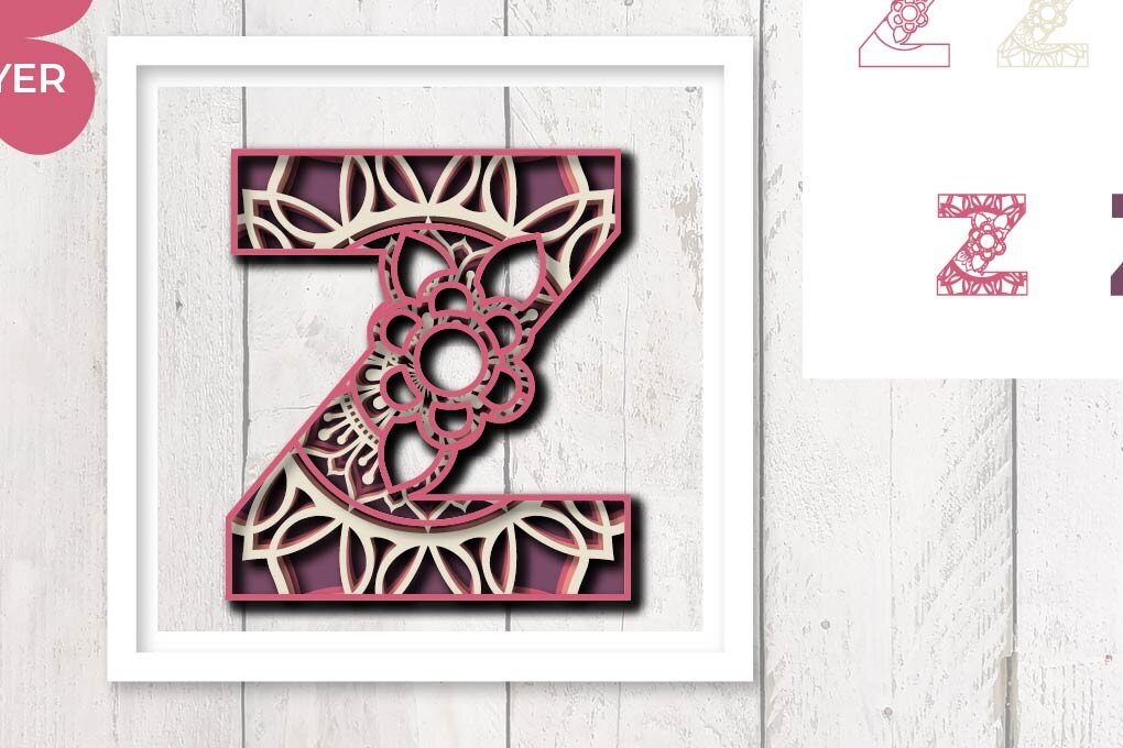 Intra απο ξύλο plywood 3mm-4mm πάχος 3D Floral Letter Z Mandala Layer Δίασταση 30x30 cm INTRAFABR-30542854