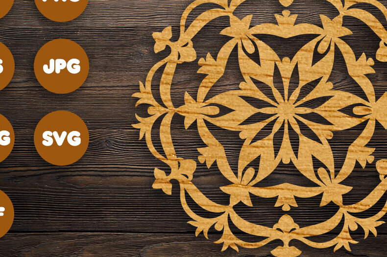 Intra απο ξύλο plywood 3mm-4mm πάχος 3D Floral Mandala για Cricut Δίασταση 30x30 cm INTRAFABR-99225594