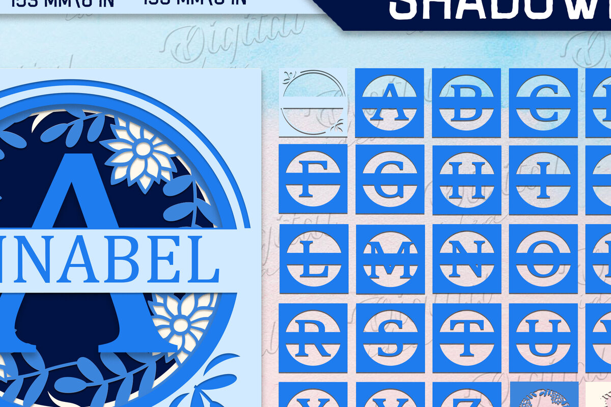 Σετ των 2 Intra απο ξύλο plywood 3mm-4mm πάχος αλφαβήτου 3D Floral Shadow Box Δίασταση 25x25 cm INTRAFABR-84724223