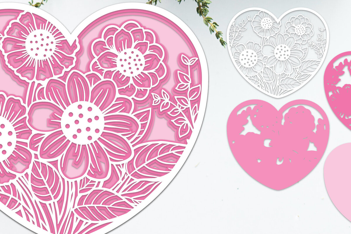 Σετ των 3 Intra απο ξύλο plywood 3mm-4mm πάχος τρισδιάστατο λουλούδι με στρώσεις καρδιές Δίασταση 15x15 cm INTRAFABR-88664574