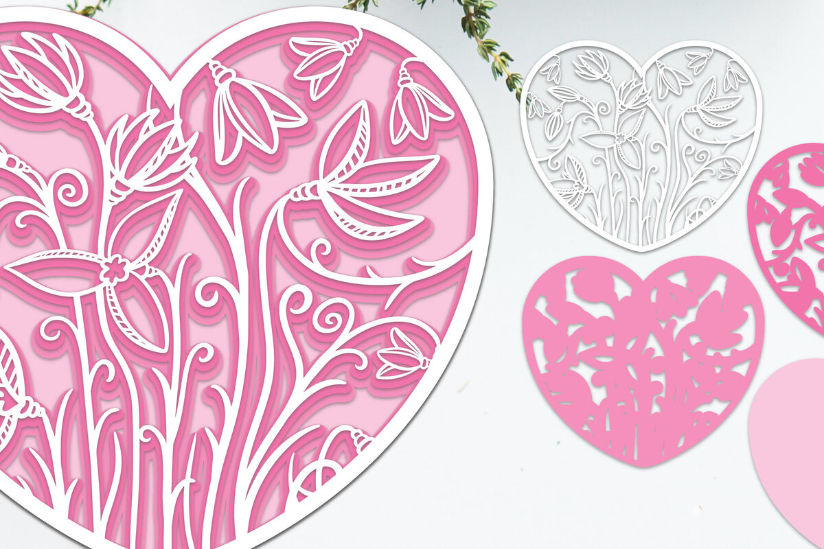 Σετ των 2 Intra απο ξύλο plywood 3mm-4mm πάχος τρισδιάστατο λουλούδι με στρώσεις καρδιές Δίασταση 15x15 cm INTRAFABR-88786990