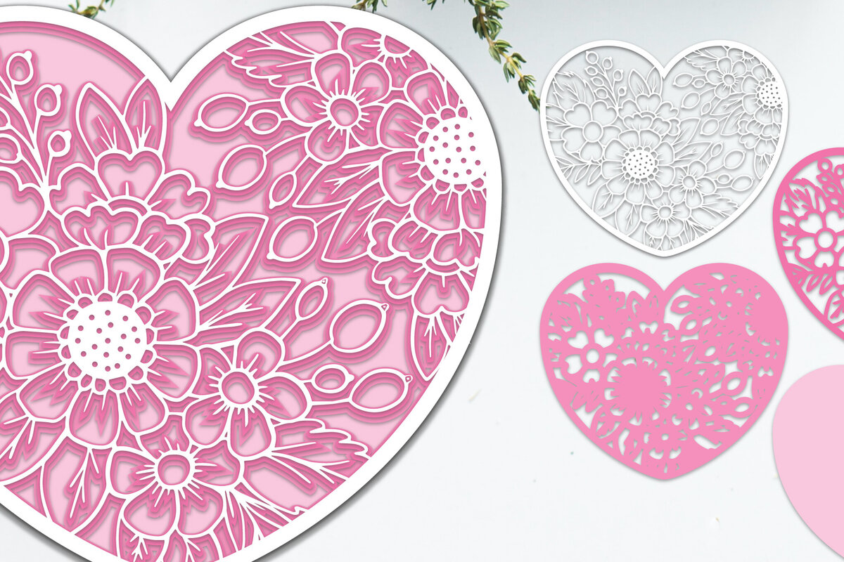 Σετ των 2 Intra απο ξύλο plywood 3mm-4mm πάχος τρισδιάστατο λουλούδι με στρώσεις καρδιές Δίασταση 15x15 cm INTRAFABR-88787119