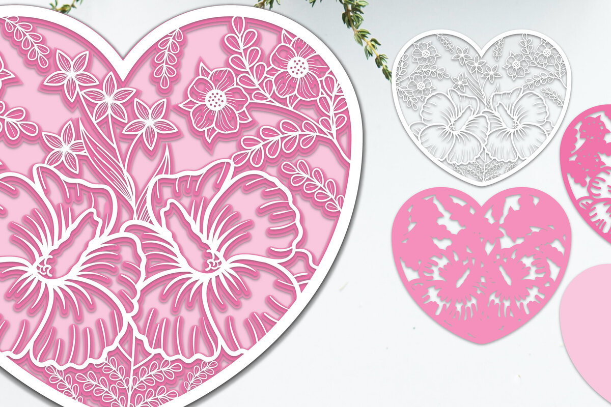 Σετ των 2 Intra απο ξύλο plywood 3mm-4mm πάχος τρισδιάστατο λουλούδι με στρώσεις καρδιές Δίασταση 15x15 cm INTRAFABR-88787170