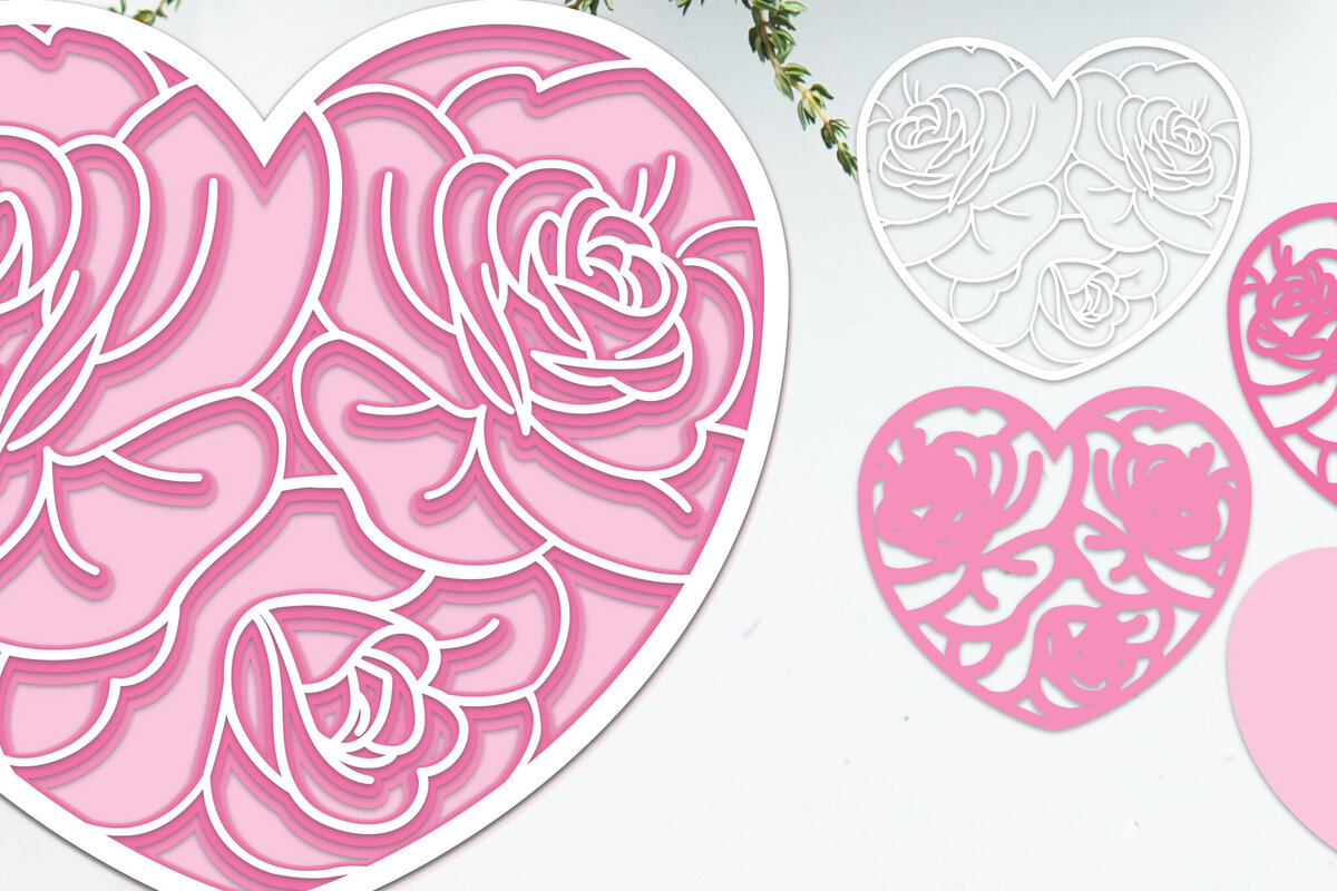 Σετ των 2 Intra απο ξύλο plywood 3mm-4mm πάχος τρισδιάστατο λουλούδι με στρώσεις καρδιές Δίασταση 15x15 cm INTRAFABR-88664376