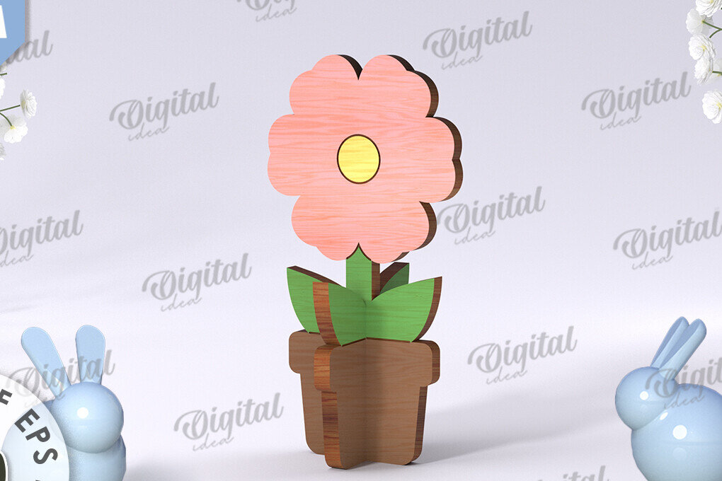 Intra απο ξύλο plywood 3mm-4mm πάχος Τρισδιάστατη λουλουδιών. Spring Deco Δίασταση 30x20 cm INTRAFABR-117785543