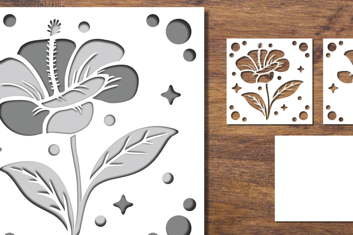 Σετ των 2 Intra απο ξύλο plywood 3mm-4mm πάχος 3D Papercut με στρώσεις λουλουδιών 2 Δίασταση 15x15 cm INTRAFABR-91700973