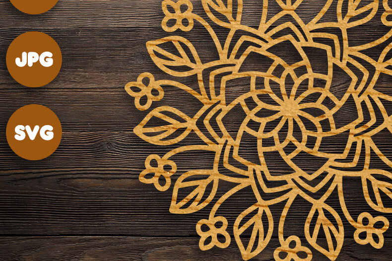 Σετ των 2 Intra απο ξύλο plywood 3mm-4mm πάχος 3D Flower Mandala για Cricut Δίασταση 30x30 cm INTRAFABR-71606676