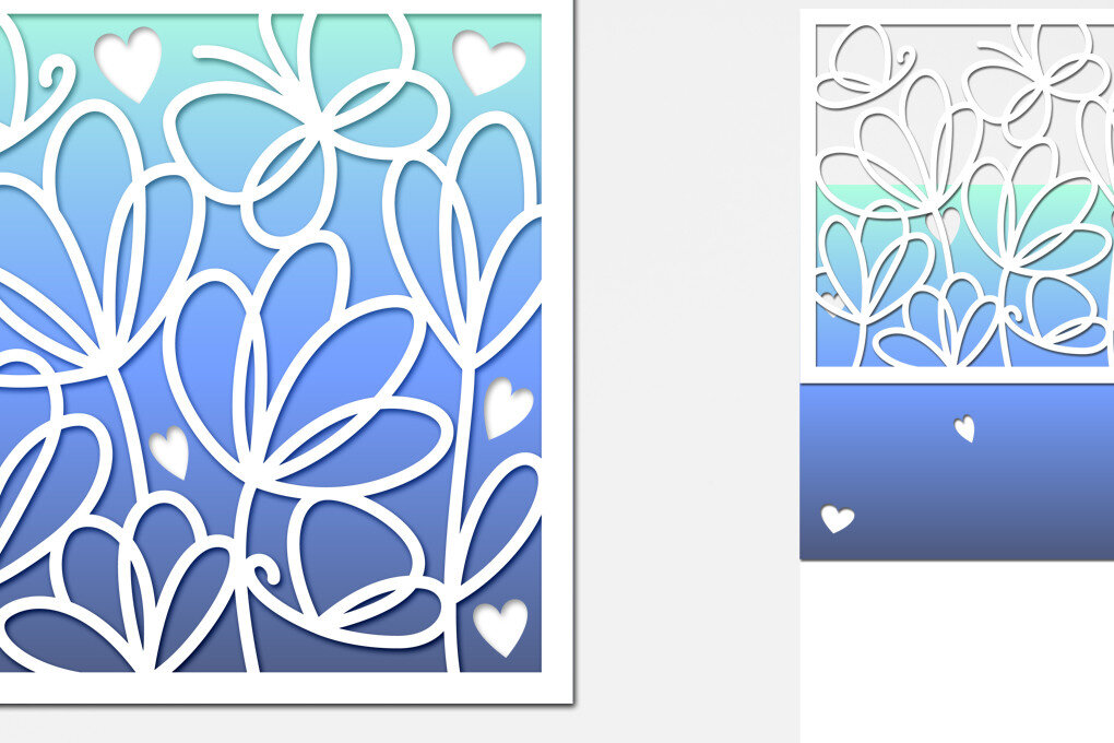 Σετ των 3 Intra απο ξύλο plywood 3mm-4mm πάχος 3d Flowers Shadow Box, 3d Layered Card Δίασταση 8x8 cm INTRAFABR-75314197