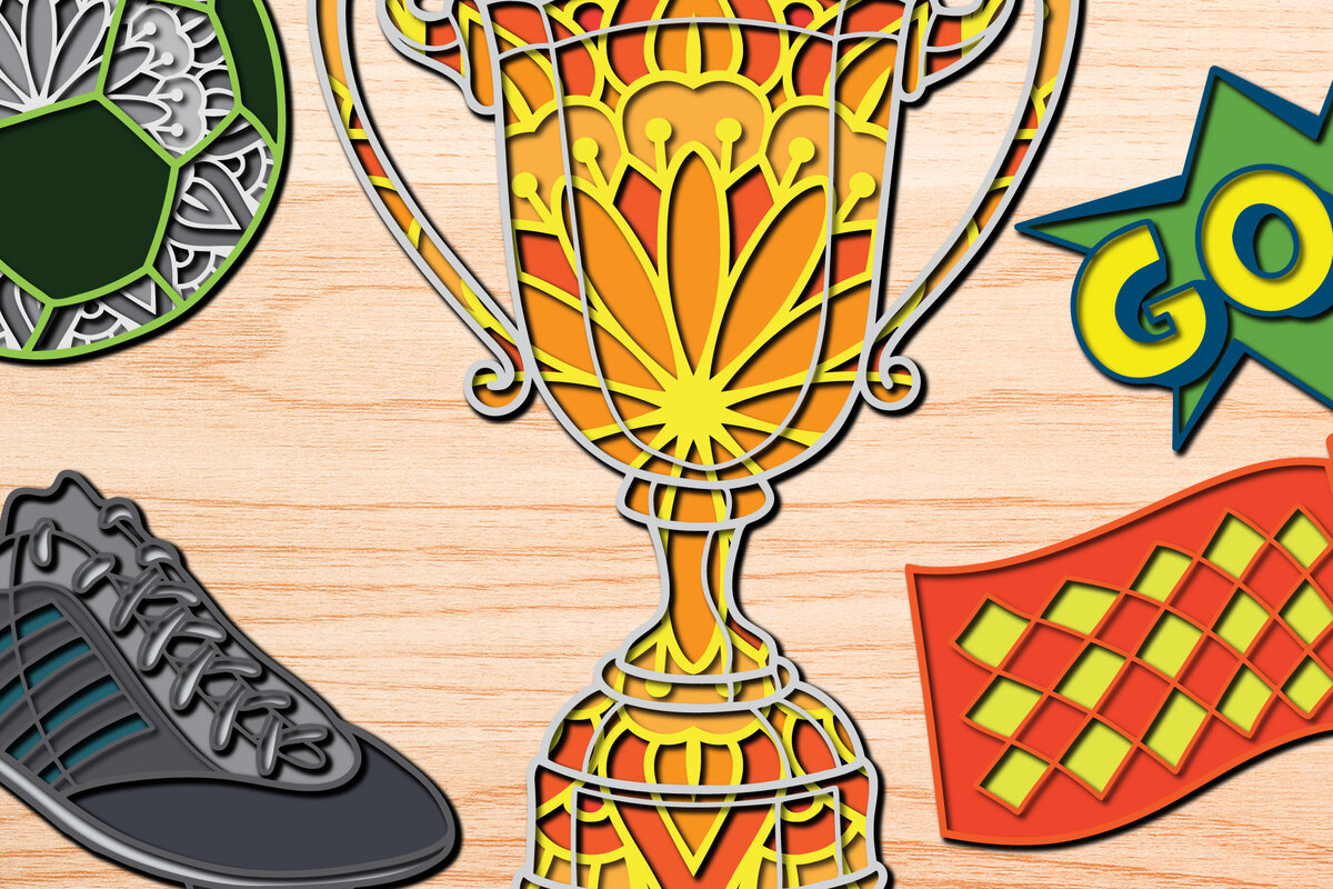 Σετ των 2 Intra απο ξύλο plywood 3mm-4mm πάχος Τρισδιάστατη δέσμη ποδοσφαίρου Sports Layer Cut Δίασταση 15x15 cm INTRAFABR-25427919