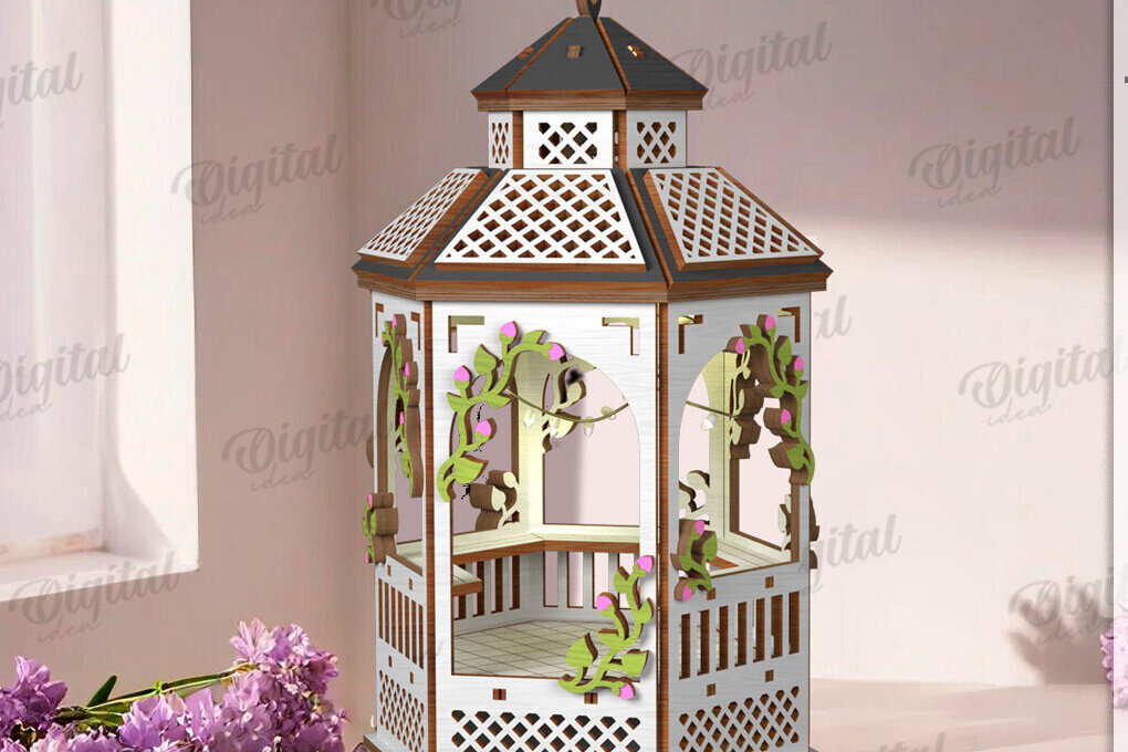 Intra απο ξύλο plywood 3mm-4mm πάχος 3D Gazebo Lantern Δίασταση 30x20 cm INTRAFABR-122128634