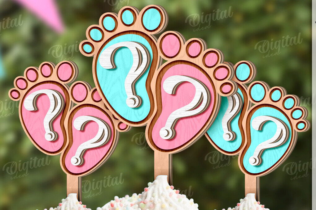 Intra απο ξύλο plywood 3mm-4mm πάχος 3D Gender Reveal Cake Topper Cut  Δίασταση 30x20 cm INTRAFABR-123360970