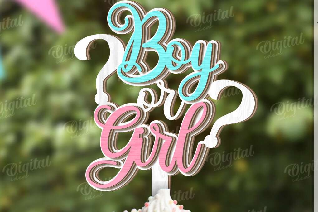 Intra απο ξύλο plywood 3mm-4mm πάχος 3D Gender Reveal Cake Topper Cut  Δίασταση 30x20 cm INTRAFABR-123361035
