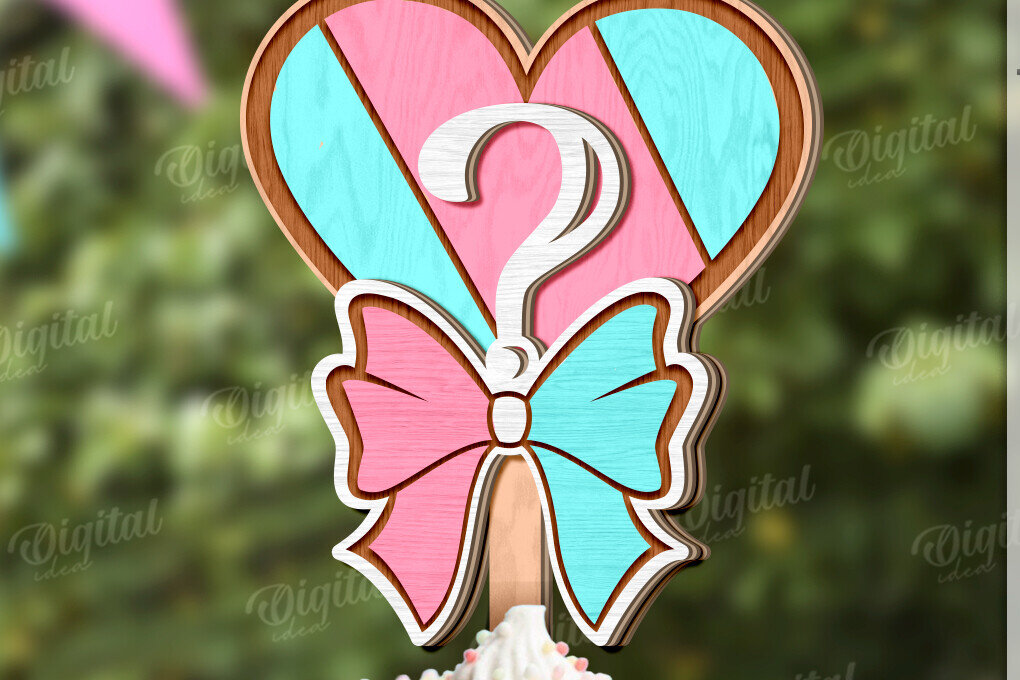 Intra απο ξύλο plywood 3mm-4mm πάχος 3D Gender Reveal Cake Topper Cut  Δίασταση 30x20 cm INTRAFABR-123361157
