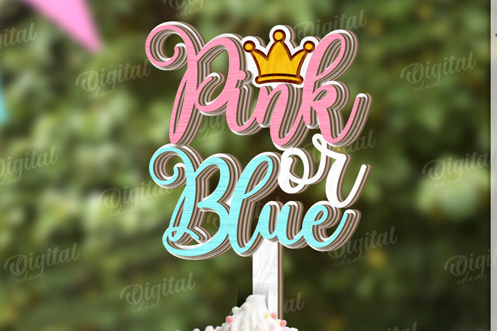Intra απο ξύλο plywood 3mm-4mm πάχος 3D Gender Reveal Cake Topper Cut  Δίασταση 30x20 cm INTRAFABR-123361230