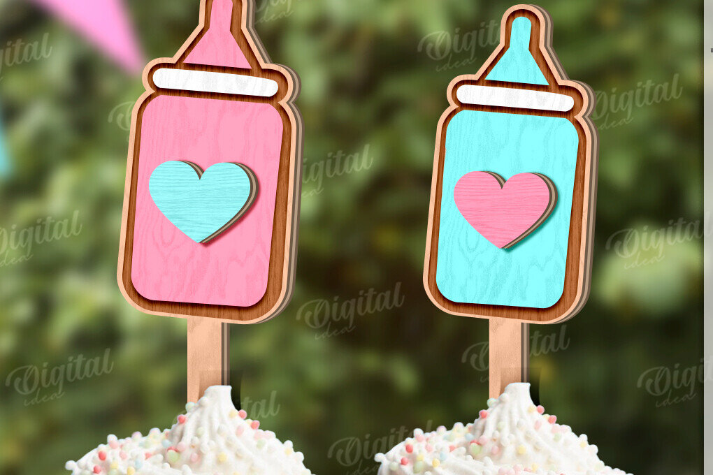 Intra απο ξύλο plywood 3mm-4mm πάχος 3D Gender Reveal Cake Topper Cut  Δίασταση 30x20 cm INTRAFABR-123361296