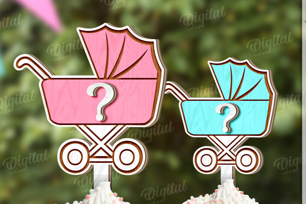Intra απο ξύλο plywood 3mm-4mm πάχος 3D Gender Reveal Cake Topper Cut  Δίασταση 30x20 cm INTRAFABR-123360834