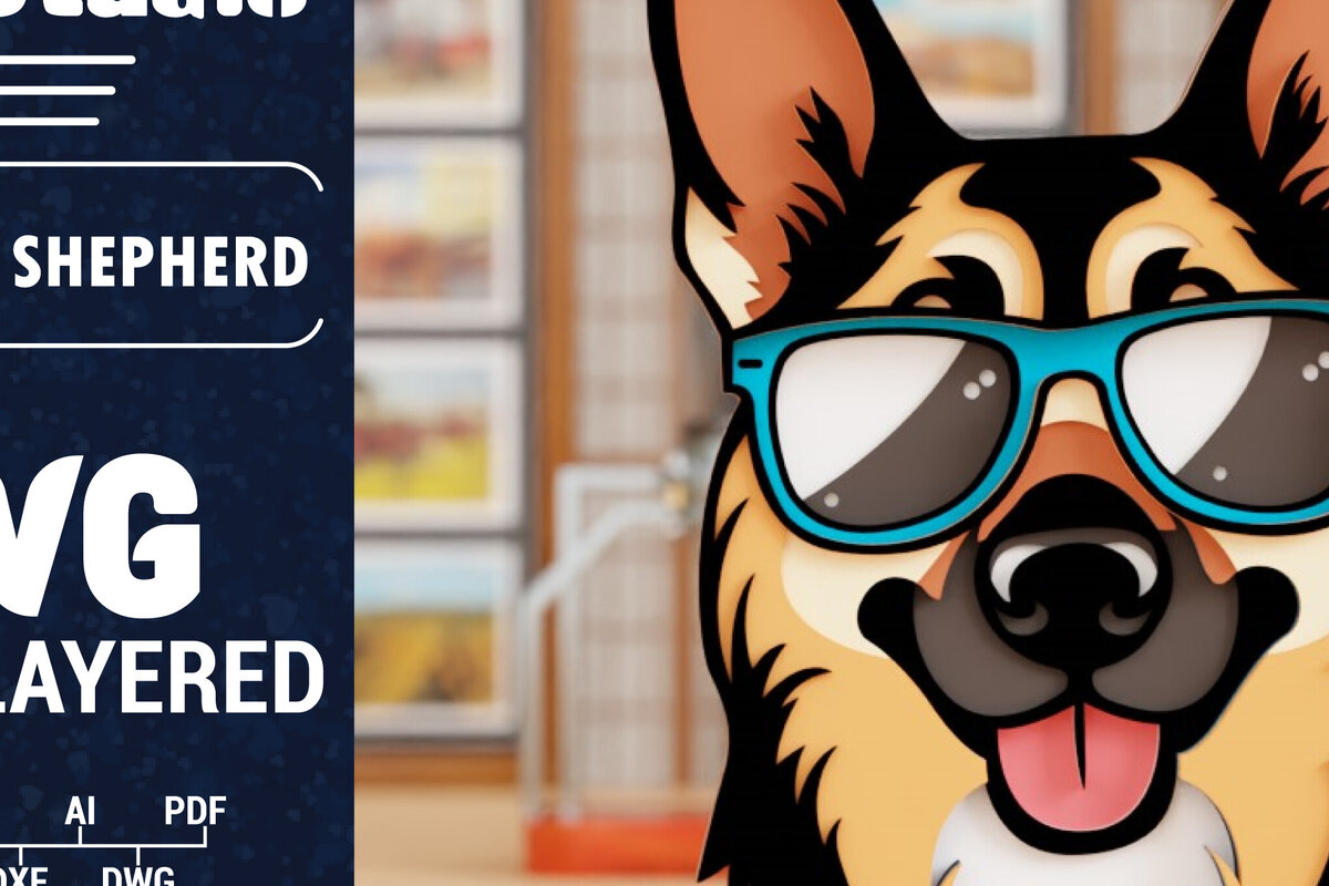 Σετ των 2 Intra απο ξύλο plywood 3mm-4mm πάχος 3D German Shepherd  Papercut Δίασταση 1500x1500 cm INTRAFABR-101126678