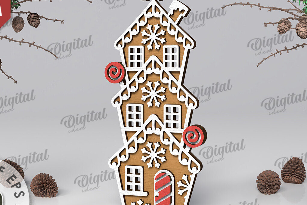 Intra απο ξύλο plywood 3mm-4mm πάχος με βάση 3D Gingerbread Stand Δίασταση 30x20 cm INTRAFABR-109882886
