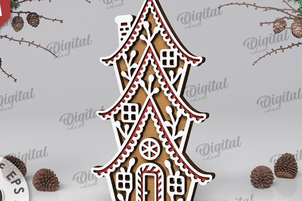 Intra απο ξύλο plywood 3mm-4mm πάχος με βάση 3D Gingerbread Stand Δίασταση 30x20 cm INTRAFABR-109882922