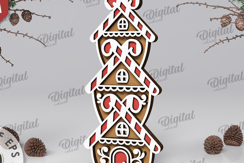 Intra απο ξύλο plywood 3mm-4mm πάχος με βάση 3D Gingerbread Stand Δίασταση 30x20 cm INTRAFABR-109882849
