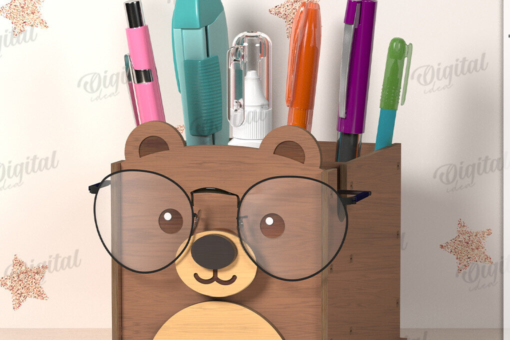 Intra απο ξύλο plywood 3mm-4mm πάχος Τρισδιάστατα γυαλιά και θήκη για μολύβι Δίασταση 30x20 cm INTRAFABR-122067306