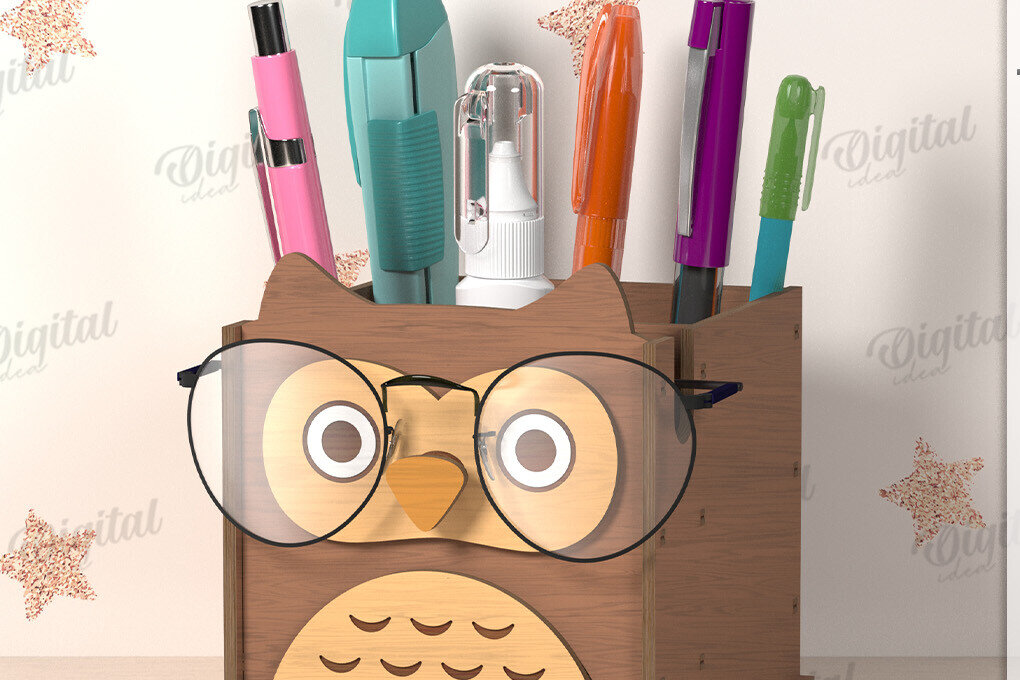 Intra απο ξύλο plywood 3mm-4mm πάχος Τρισδιάστατα γυαλιά και θήκη για μολύβι Δίασταση 30x20 cm INTRAFABR-122067410