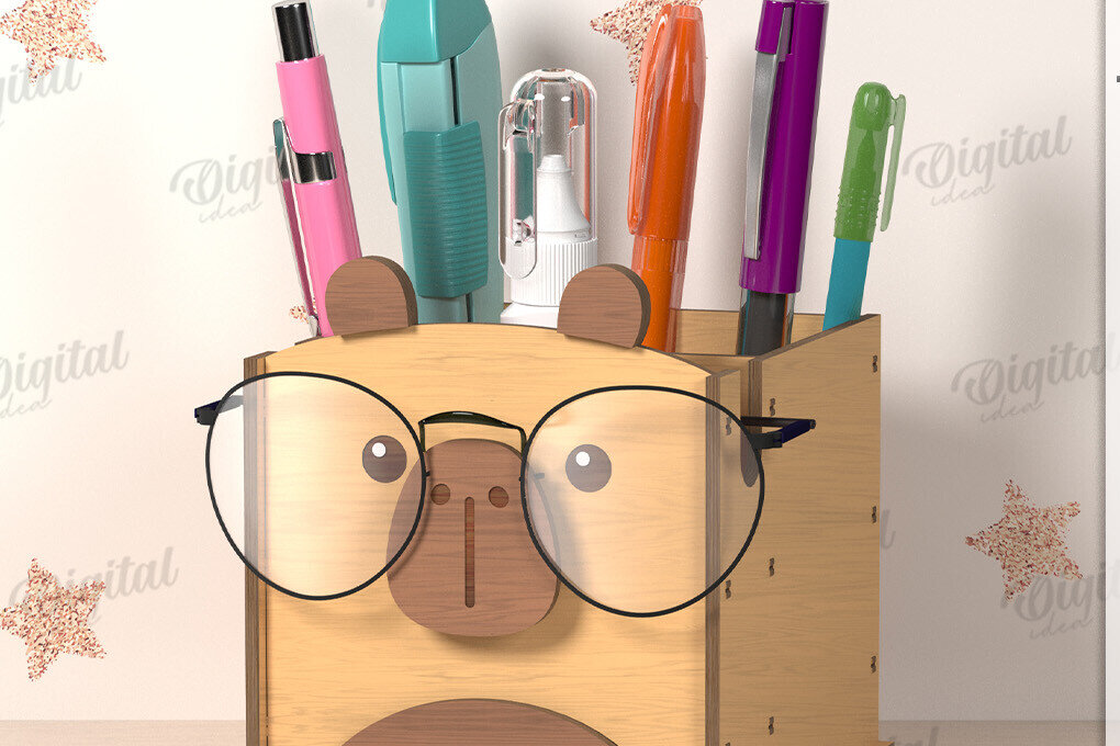 Intra απο ξύλο plywood 3mm-4mm πάχος Τρισδιάστατα γυαλιά και θήκη για μολύβι Δίασταση 30x20 cm INTRAFABR-122068086