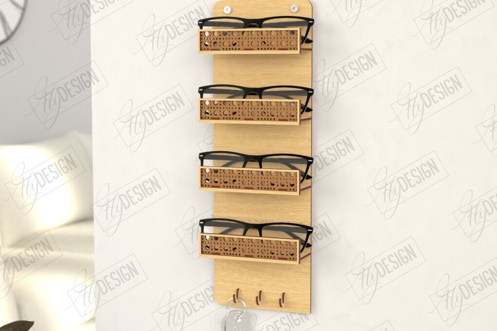 Σετ των 2 Intra απο ξύλο plywood 3mm-4mm πάχος Τρισδιάστατη θήκη γυαλιών κοπής με λέιζερ | CNC Δίασταση 15x15 cm INTRAFABR-123095506