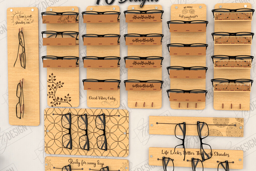 Σετ των 2 Intra απο ξύλο plywood 3mm-4mm πάχος 3D Glasses Holders |CNC Δίασταση 15x15 cm INTRAFABR-123095783