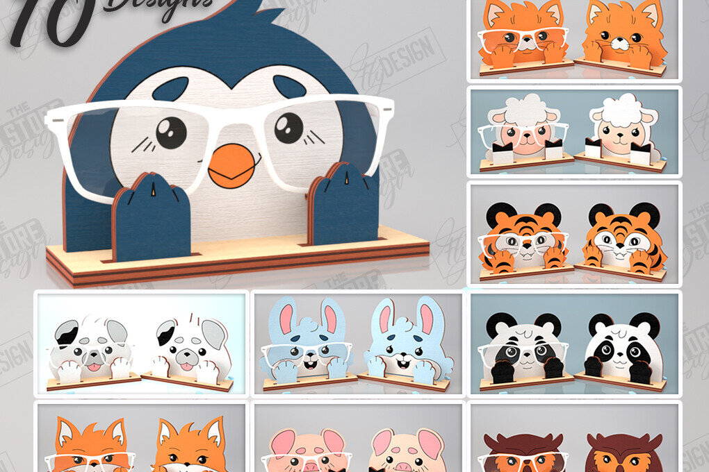 Σετ των 2 Intra απο ξύλο plywood 3mm-4mm πάχος 3D Glasses Holders |CNC Δίασταση 15x15 cm INTRAFABR-121598388