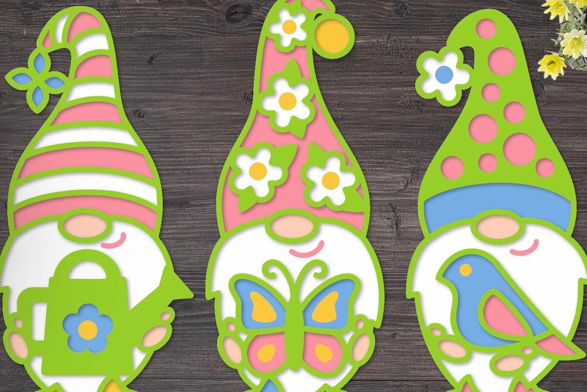 Intra απο ξύλο plywood 3mm-4mm πάχος 3d Gnome Spring | Καλώς ήρθες Άνοιξη Δίασταση 40x40 cm INTRAFABR-88697361