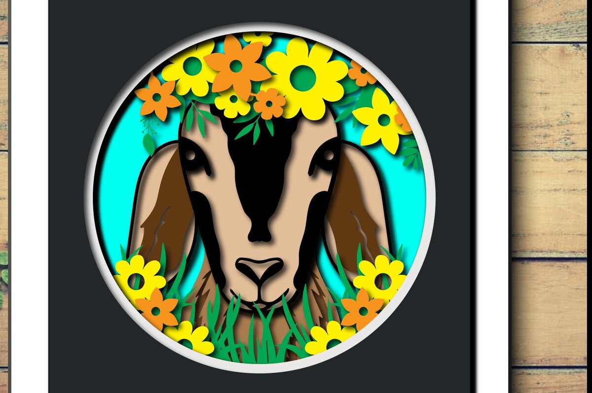 Σετ των 2 Intra απο ξύλο plywood 3mm-4mm πάχος 3D Goat /Paper Cut Shadow Box Δίασταση 25x25 cm INTRAFABR-34869296