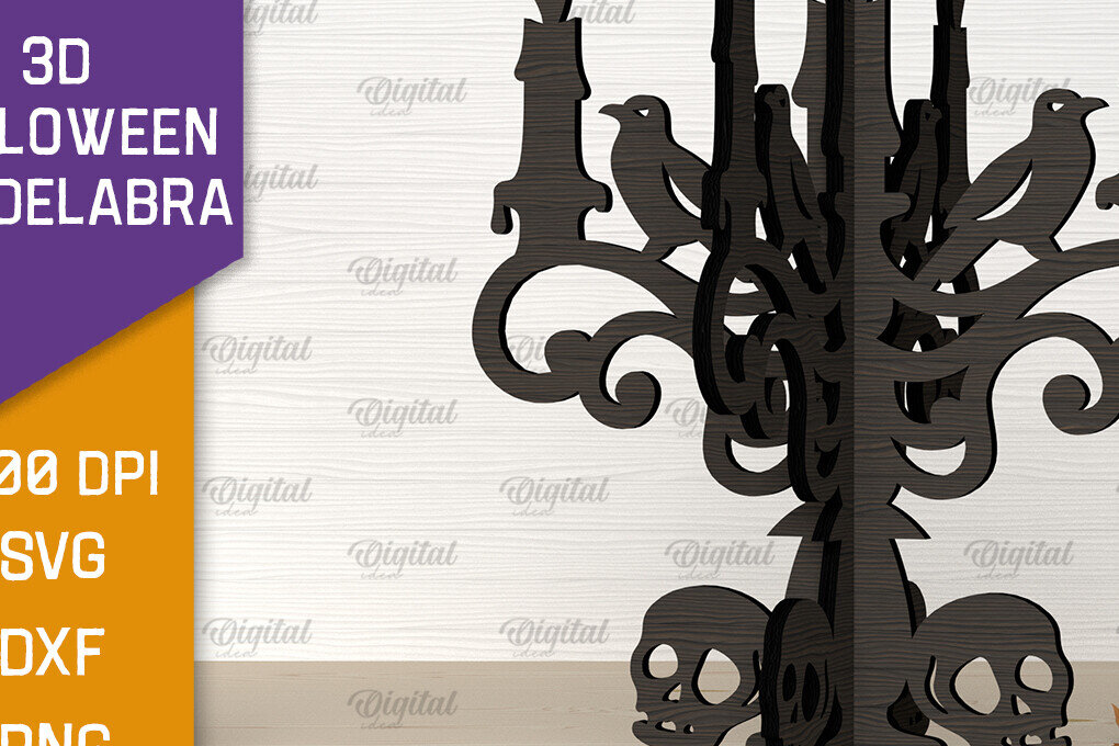 Σετ των 2 Intra απο ξύλο plywood 3mm-4mm πάχος Τρισδιάστατο σχέδιο αποκοπής με λέιζερ για αποκριάτικες κηροπήγια Δίασταση 15x15 cm INTRAFABR-103851769