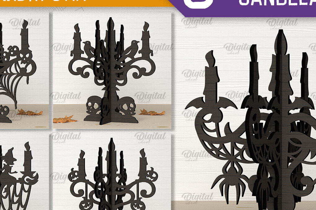 Σετ των 2 Intra απο ξύλο plywood 3mm-4mm πάχος 3D Halloween Candelabras  Δίασταση 15x15 cm INTRAFABR-103853950