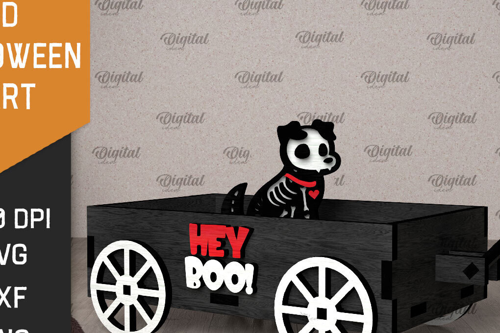 Σετ των 2 Intra απο ξύλο plywood 3mm-4mm πάχος 3D αποκριάτικο καρότσι με λέιζερ Δίασταση 15x15 cm INTRAFABR-106138252