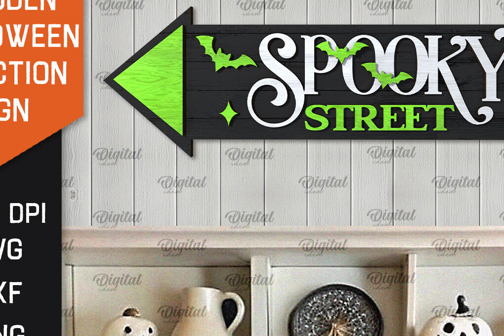 Σετ των 2 Intra απο ξύλο plywood 3mm-4mm πάχος Τρισδιάστατη αποκριάτικη πινακίδα κατεύθυνσης κοπής με λέιζερ Δίασταση 15x15 cm INTRAFABR-106665001