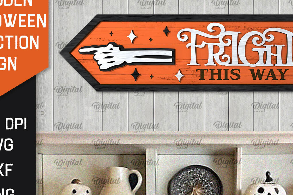 Σετ των 2 Intra απο ξύλο plywood 3mm-4mm πάχος Τρισδιάστατη αποκριάτικη πινακίδα κατεύθυνσης κοπής με λέιζερ Δίασταση 15x15 cm INTRAFABR-106665099