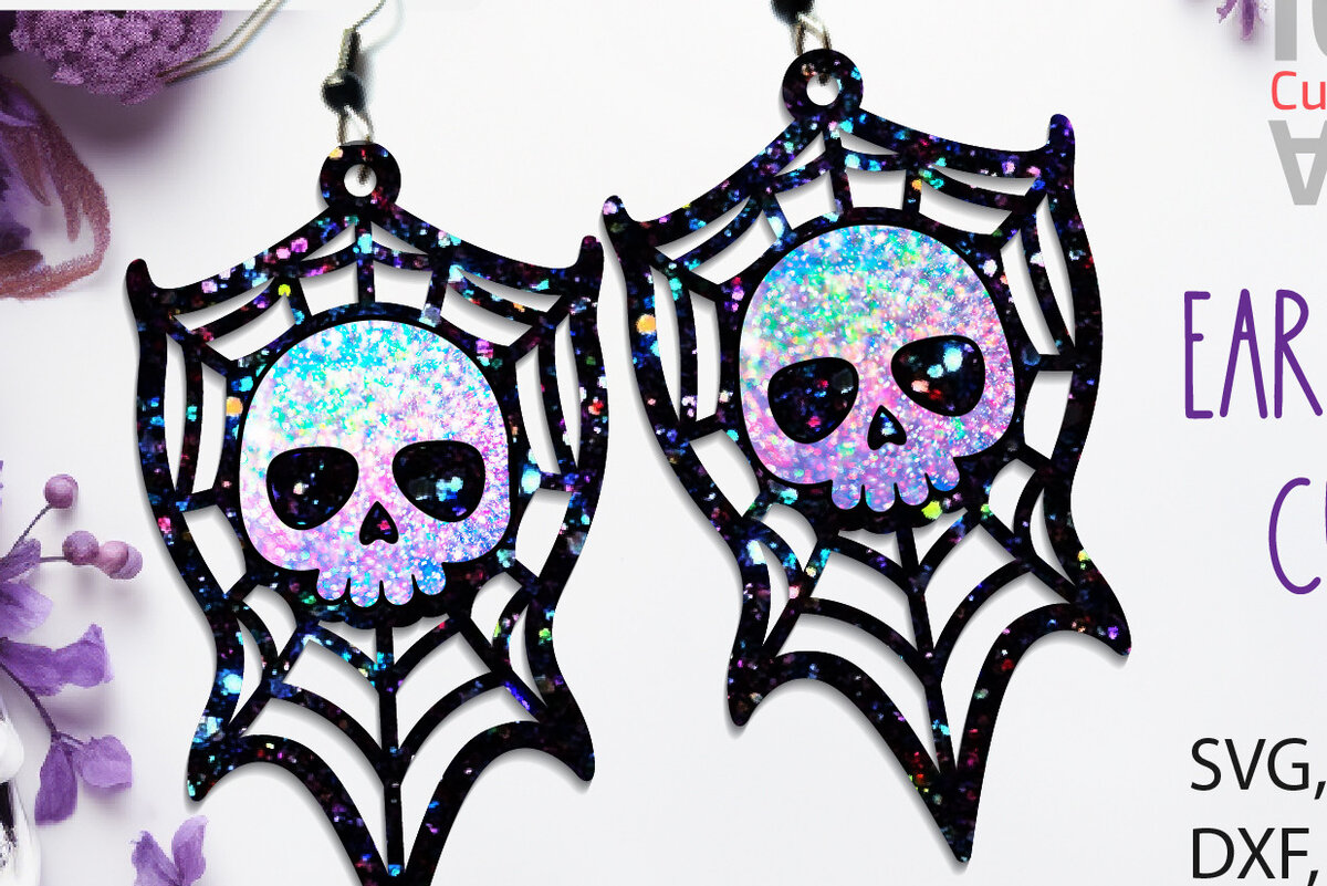 Σετ των 3 Intra απο ξύλο plywood 3mm-4mm πάχος 3D αποκριάτικα σκουλαρίκια. Skull Silhouette Δίασταση 3x3 cm INTRAFABR-75326543