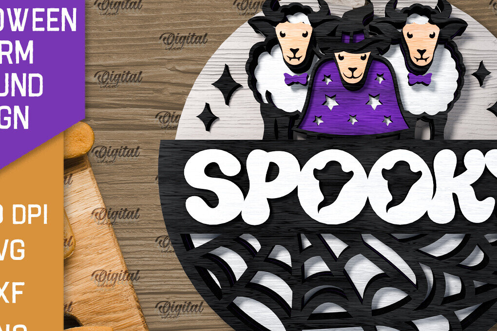 Σετ των 2 Intra απο ξύλο plywood 3mm-4mm πάχος 3D Halloween Farm στρογγυλή Δίασταση 15x15 cm INTRAFABR-106193119