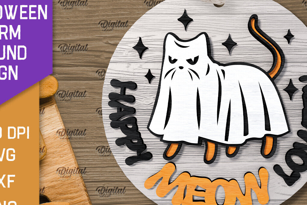 Σετ των 2 Intra απο ξύλο plywood 3mm-4mm πάχος 3D Halloween Farm στρογγυλή Δίασταση 15x15 cm INTRAFABR-106193137