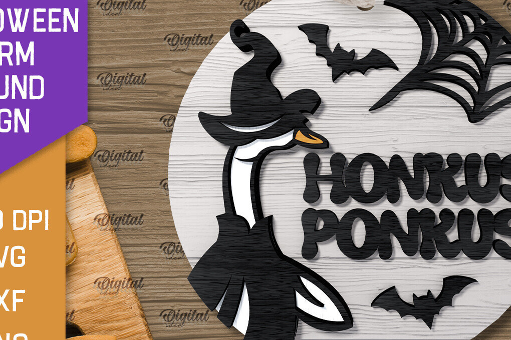 Σετ των 2 Intra απο ξύλο plywood 3mm-4mm πάχος 3D Halloween Farm στρογγυλή Δίασταση 15x15 cm INTRAFABR-106193175