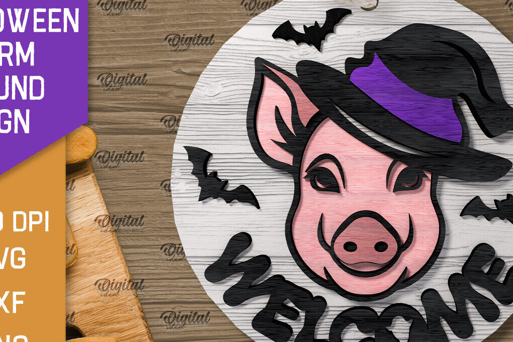 Σετ των 2 Intra απο ξύλο plywood 3mm-4mm πάχος 3D Halloween Farm στρογγυλή Δίασταση 15x15 cm INTRAFABR-106193208