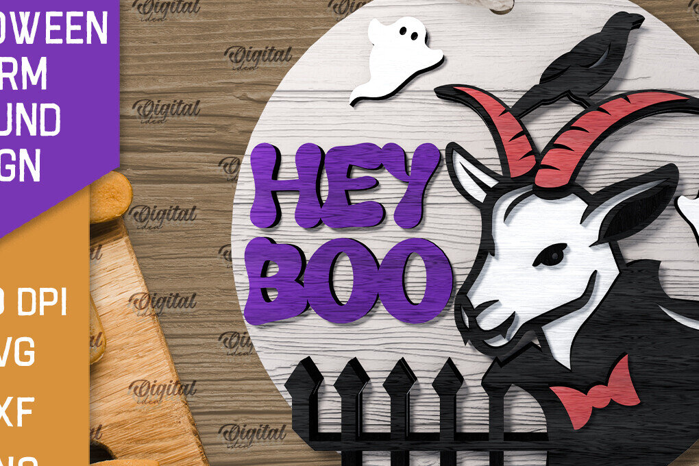 Σετ των 2 Intra απο ξύλο plywood 3mm-4mm πάχος 3D Halloween Farm στρογγυλή Δίασταση 15x15 cm INTRAFABR-106193246