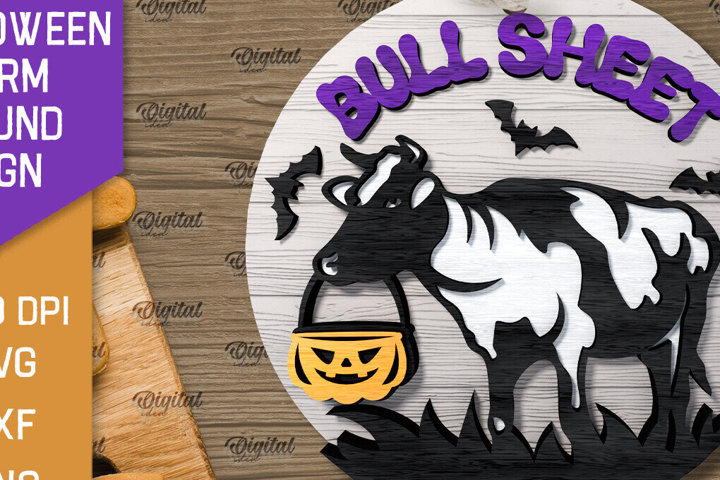 Σετ των 2 Intra απο ξύλο plywood 3mm-4mm πάχος 3D Halloween Farm στρογγυλή Δίασταση 15x15 cm INTRAFABR-106193050