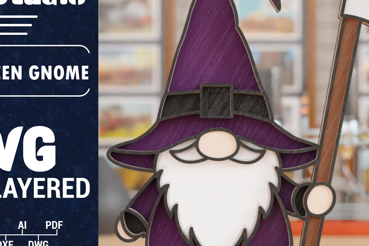 Σετ των 2 Intra απο ξύλο plywood 3mm-4mm πάχος 3D Halloween Gnome  Papercut Δίασταση 1500x1500 cm INTRAFABR-107536703