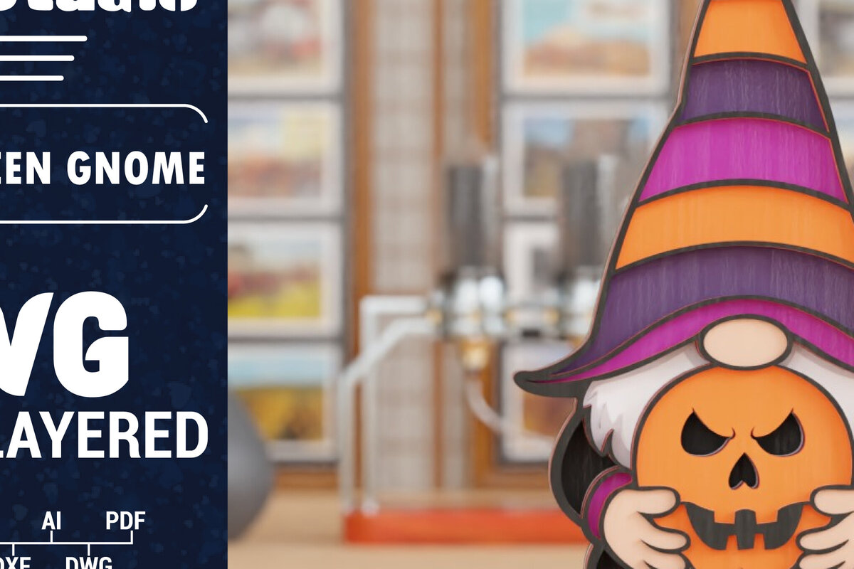 Intra απο ξύλο plywood 3mm-4mm πάχος 3D Halloween Gnome  Papercut Δίασταση 1500x1500 cm INTRAFABR-107656663