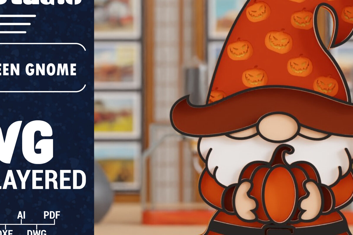 Intra απο ξύλο plywood 3mm-4mm πάχος 3D Halloween Gnome  Papercut Δίασταση 1200x1200 cm INTRAFABR-106342461